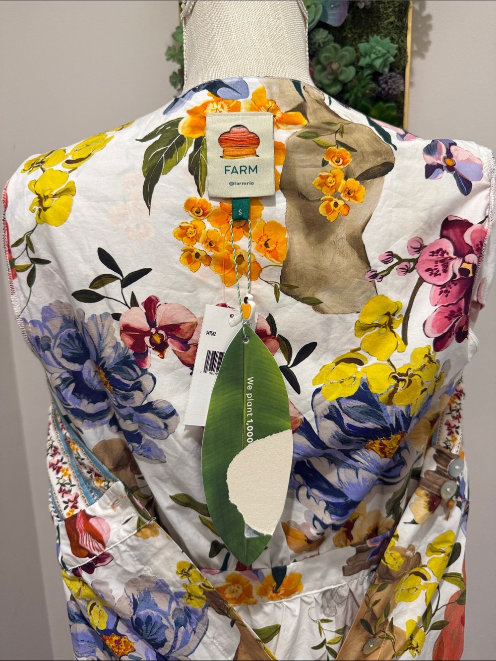 NWT Farm Rio Greek Garden Off-White Mini Dress - Picture 7 of 7